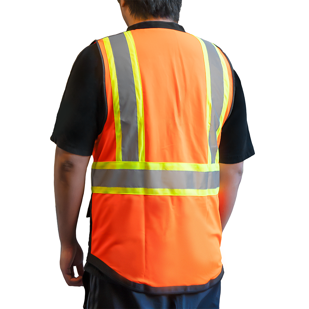 SV762FO- GLOW SHIELD Hi-Viz Orange Safety Vest With Panels – Elite