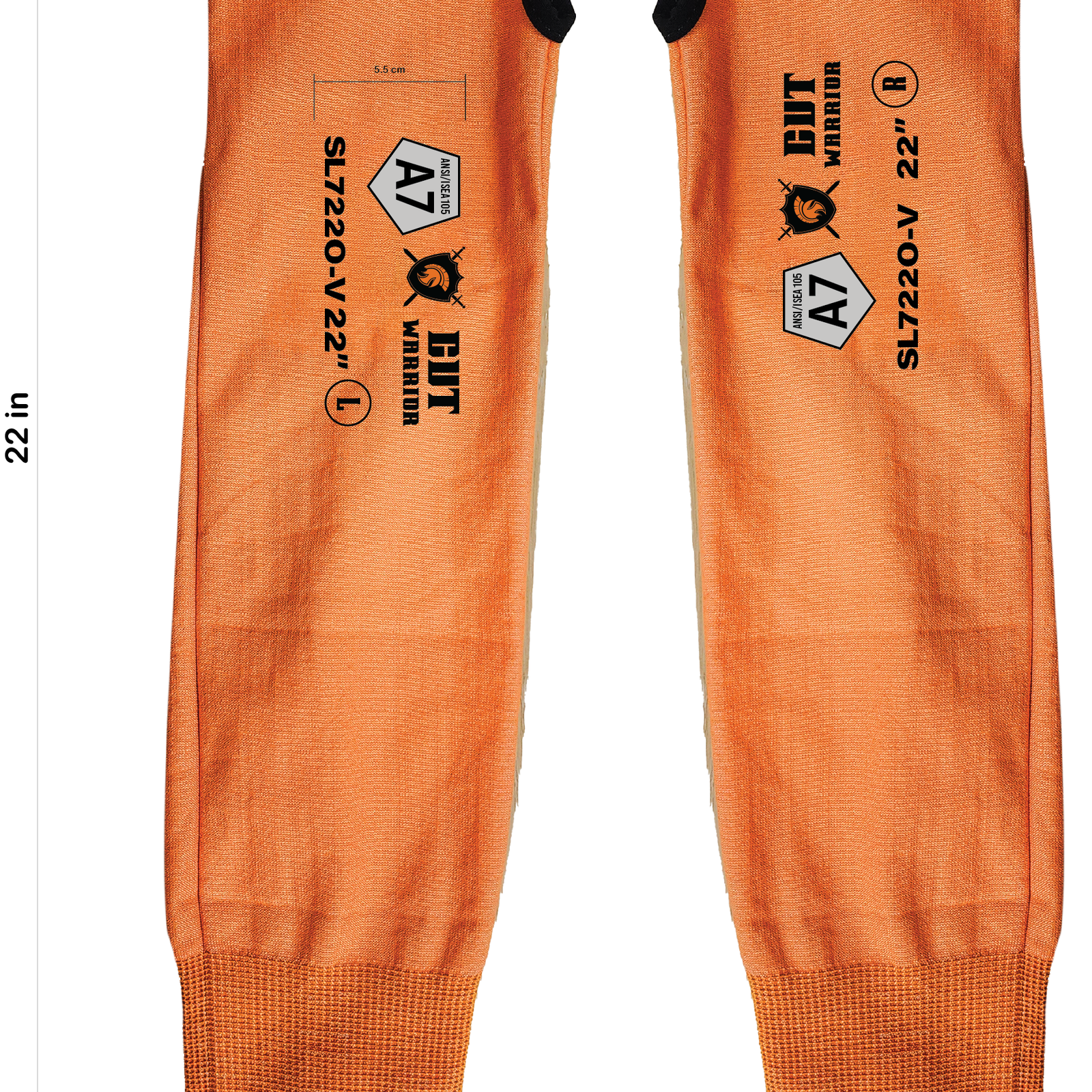 <b>SL722O-V</b>- Cut Warrior ANSI A7 Cut Resistant Sleeve with Velcro