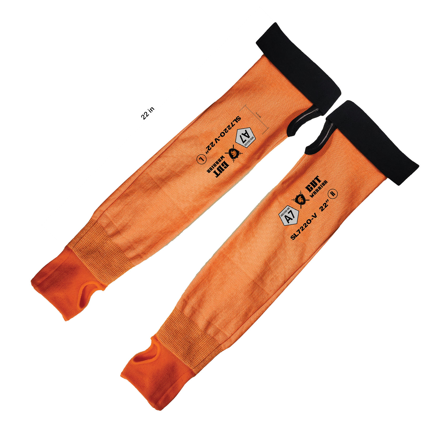 SL722O-V- Cut Warrior ANSI A7 Cut Resistant Sleeve with Velcro SL722O-V- Cut Warrior ANSI A7 Cut Resistant Sleeve with Velcro