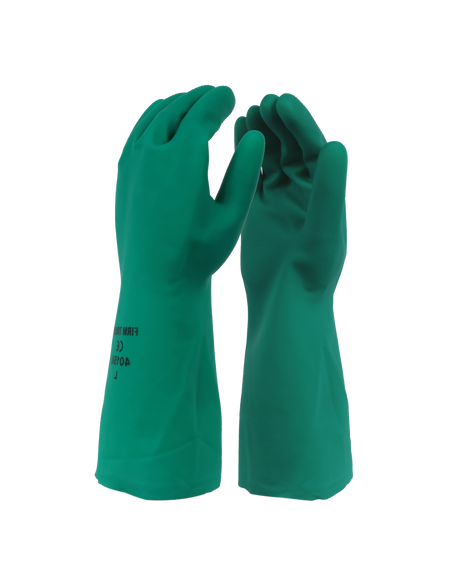 <b>4015U</b>- ELITE Green 15 Mil Nitrile Cotton Unlined Gloves