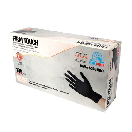 <b>6540MD</b>- FIRM TOUCH 4.5 Mil Nitrile Disposable Medical Grade Powder Free (Black)