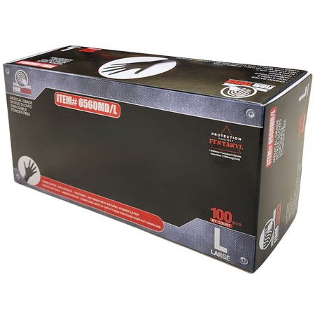 <b>6560</b>- FIRM TOUCH  Superior 6 Mil Nitrile Disposable Industrial Grade Powder Free (Black)