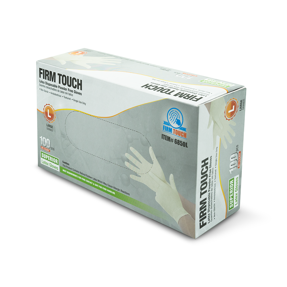<b>6850</b>- FIRM TOUCH 6 Mil Latex Disposable Industrial Grade Powder Free
