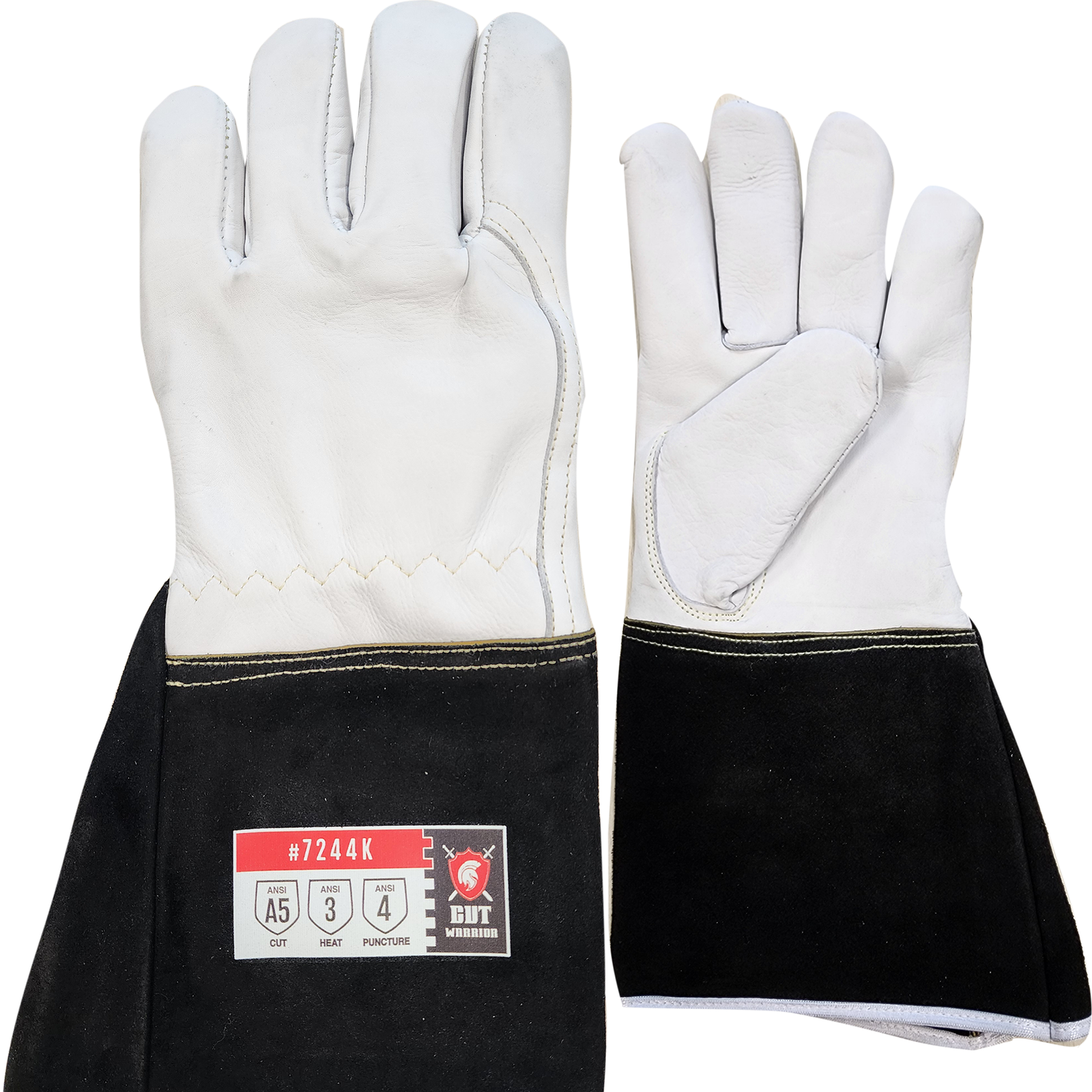 <b>7244K</b>- Premium Cow grain leather with black cow split leather gauntlet