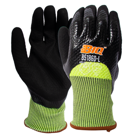 <b>B5186D</b> BIQ™ Cut A6 ¾ Coated to Knuckles Double Dipped Black/Black Nitrile