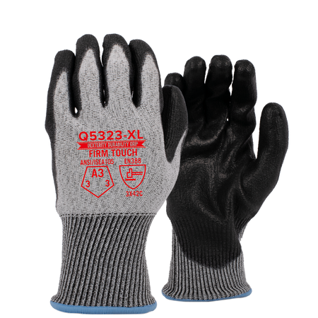 <b>Q5323</b> Economic ANSI 3 PU Salt/Pepper shell Black Coating