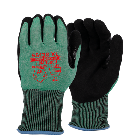 <b>S5138</b> Standard ANSI Cut 8 Nitrile Green shell Black Coating