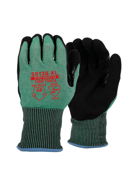 <b>S5138</b> Standard ANSI Cut 8 Nitrile Green shell Black Coating