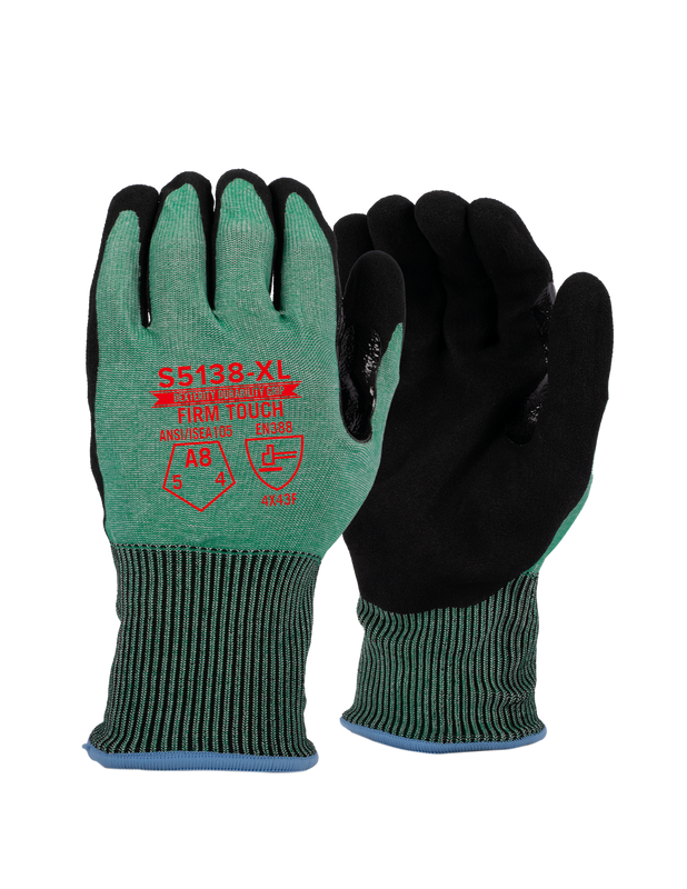 S5138 Standard ANSI Cut 8 Nitrile Green shell Black Coating
