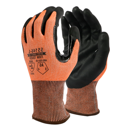 <b>S5146</b> Standard ANSI Cut 6 Thin Nitrile Hi-Viz shell Black Coating