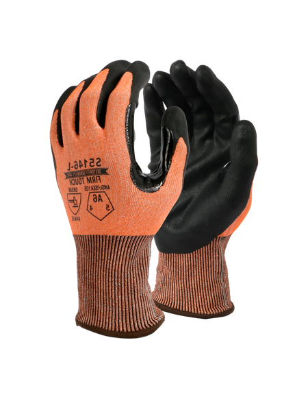 <b>S5146</b> Standard ANSI Cut 6 Thin Nitrile Hi-Viz shell Black Coating