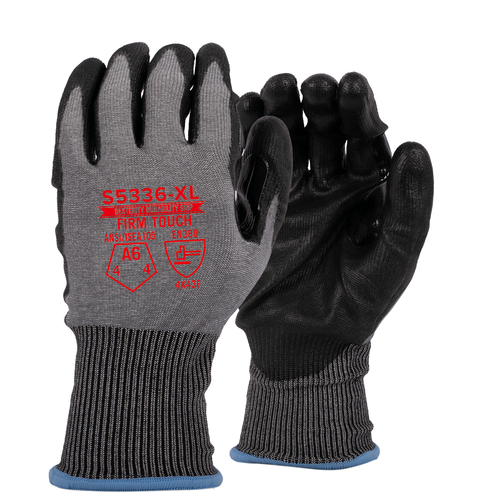 <b>S5336</b> Standard ANSI Cut 6 PU Grey shell Black Coating