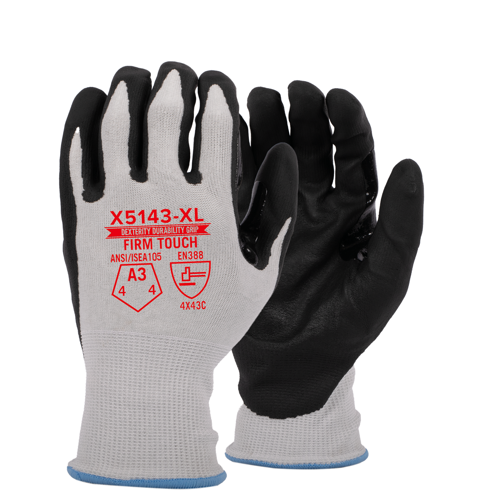 <b>X5143</b> Premium ANSI Cut 3 Nitrile White shell Black Coating