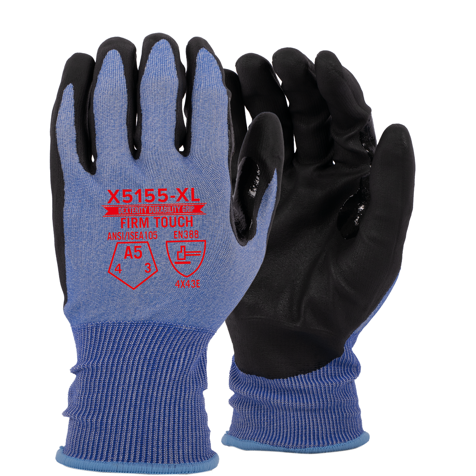 <b>X5155</b> Premium ANSI Cut 5 Nitrile Blue shell Black Coating