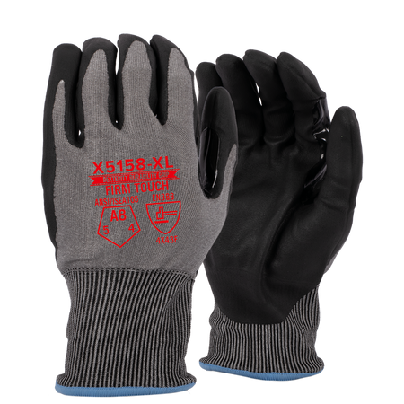 <b>X5158</b> Premium ANSI Cut 8 Nitrile Black/Grey shell Black Coating