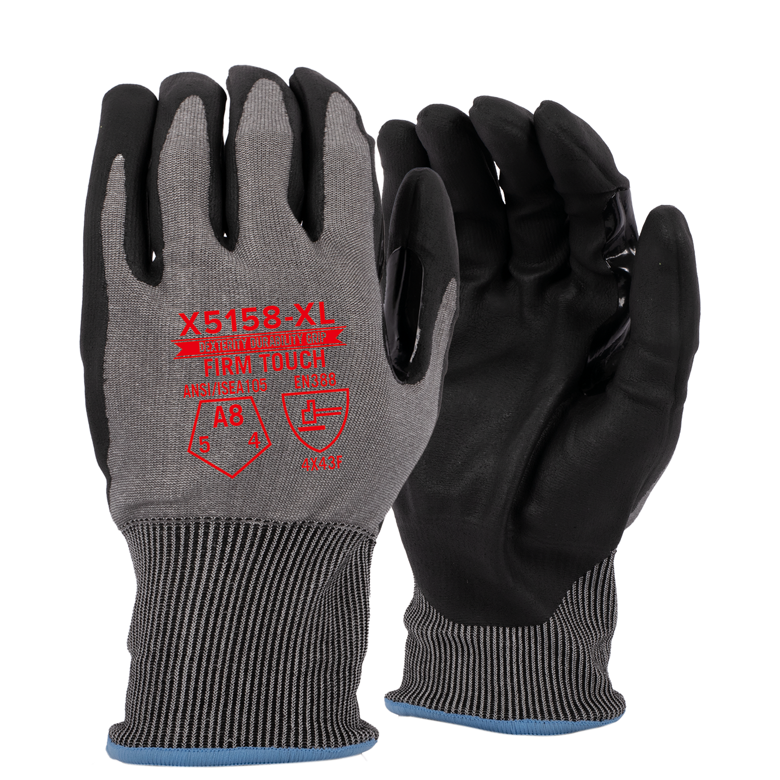 <b>X5158</b> Premium ANSI Cut 8 Nitrile Black/Grey shell Black Coating