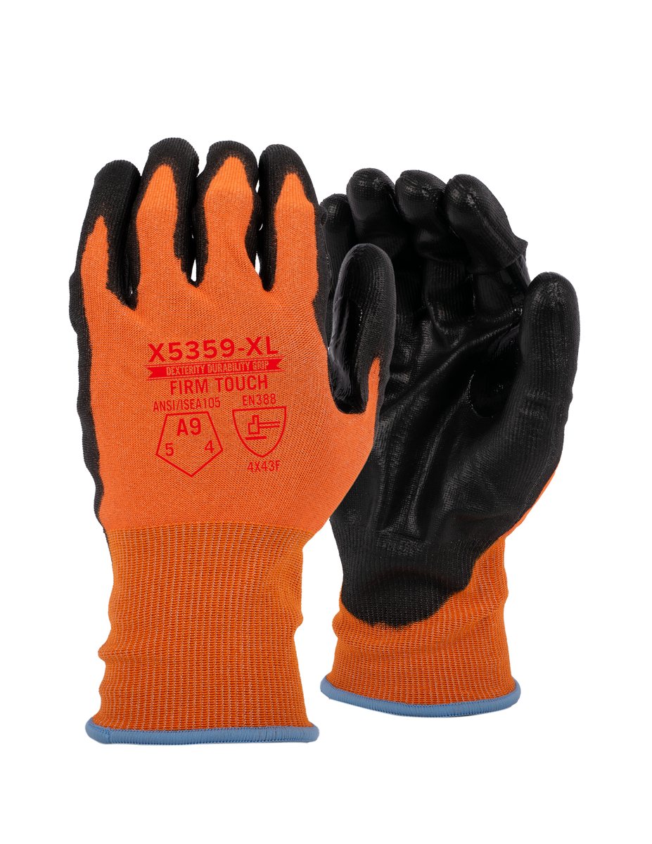 F5359 Shell X5359 Premium ANSI Cut 9 PU Orange shell Black Coating – Elite Safety ...