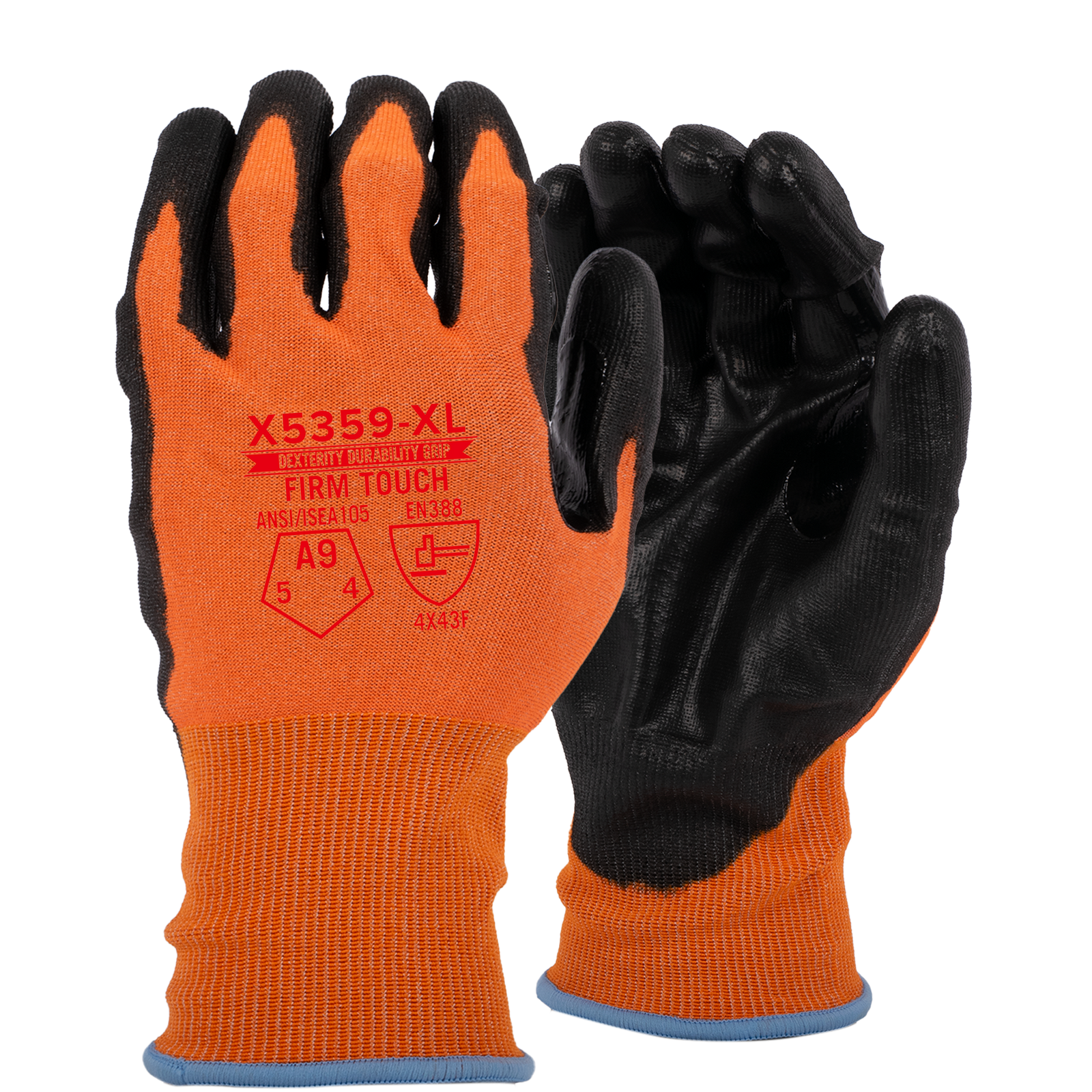 <b>X5359</b> Premium ANSI Cut 9 PU Orange shell Black Coating
