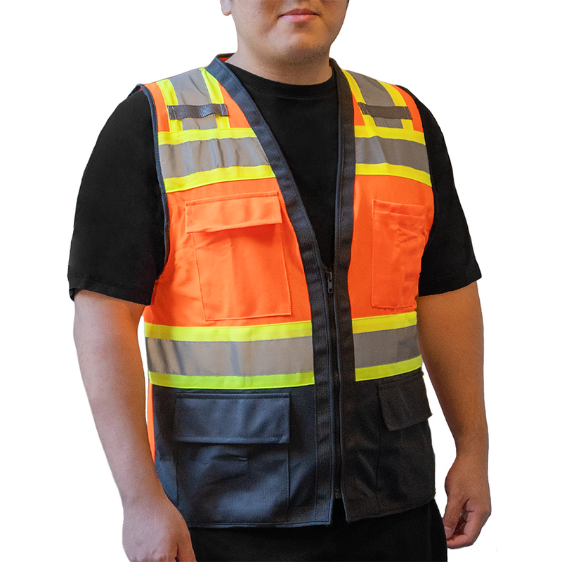 SV762FO- GLOW SHIELD Hi-Viz Orange Safety Vest With Panels – Elite