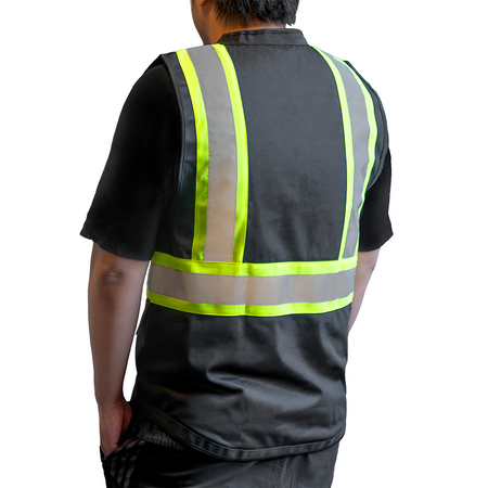 <b>SV762BK</b>- Black Hi-Viz Reflective Safety Vest With Panels