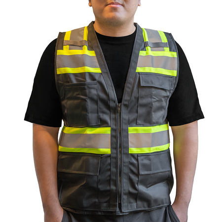 <b>SV762BK</b>- Black Hi-Viz Reflective Safety Vest With Panels