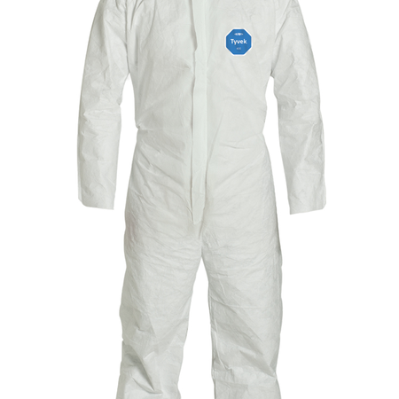 <b>TY120S WH</b>-DuPont™ Tyvek® 400 Coverall w/ Collar, Open Wrists, Open Ankles, Serged Seams, Storm Flap