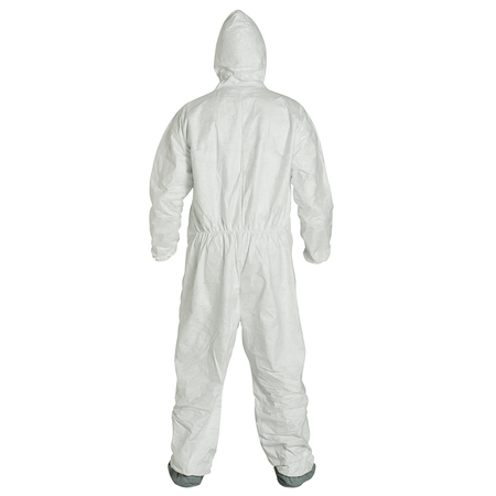 <b>TY122S WH</b>-DuPont™ Tyvek® 400 Coverall w/ Resp. Fit Hood, Elastic Wrists, Skid-Resistant Boots, Serged Seams, Storm Flap