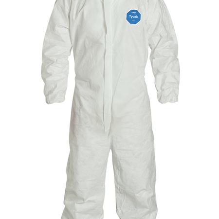 <b>TY125S WH</b>-DuPont™ Tyvek® 400 Coverall w/ Collar, Elastic Wrists, Elastic Ankles, Serged Seams, Storm Flap