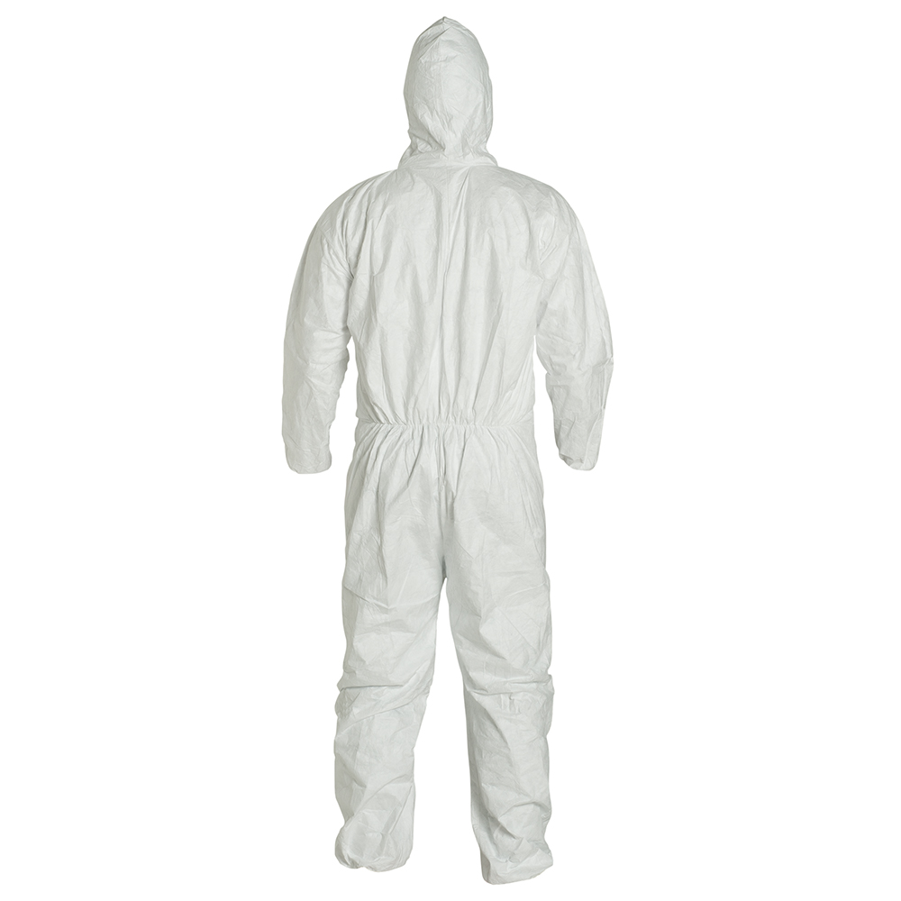 <b>TY127S WH</b>-DuPont™ Tyvek® 400 Coverall w/ Resp. Fit Hood, Elastic Wrists, Elastic Ankles, Serged Seams, Storm Flap
