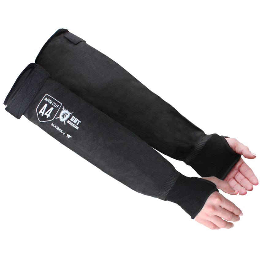 <b>SL418BK-V</b>- Cut Warrior ANSI A4 Cut Resistant Sleeve W/ Velcro Strap