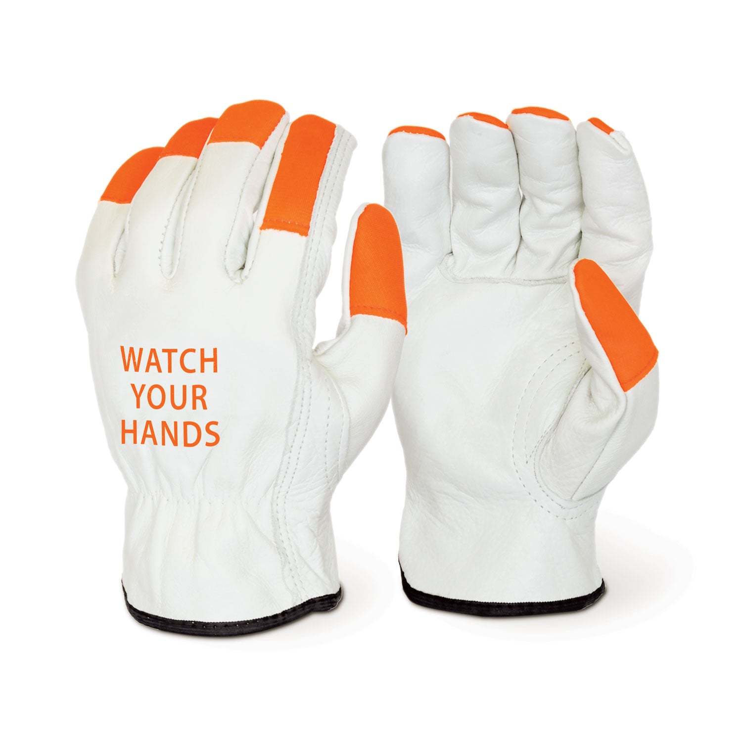 <b>2032OFT</b>- ELITE Premium Grade Grain Cowhide Driver - Fluorescent Fingertips  (WATCH YOUR HANDS" LOGO)