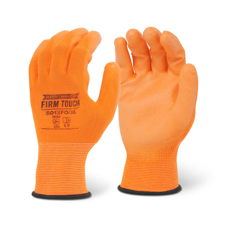 <b>5013FO</b>- FIRM TOUCH Hi-Viz orange Polyurethane Coated - Hi-Viz orange Shell