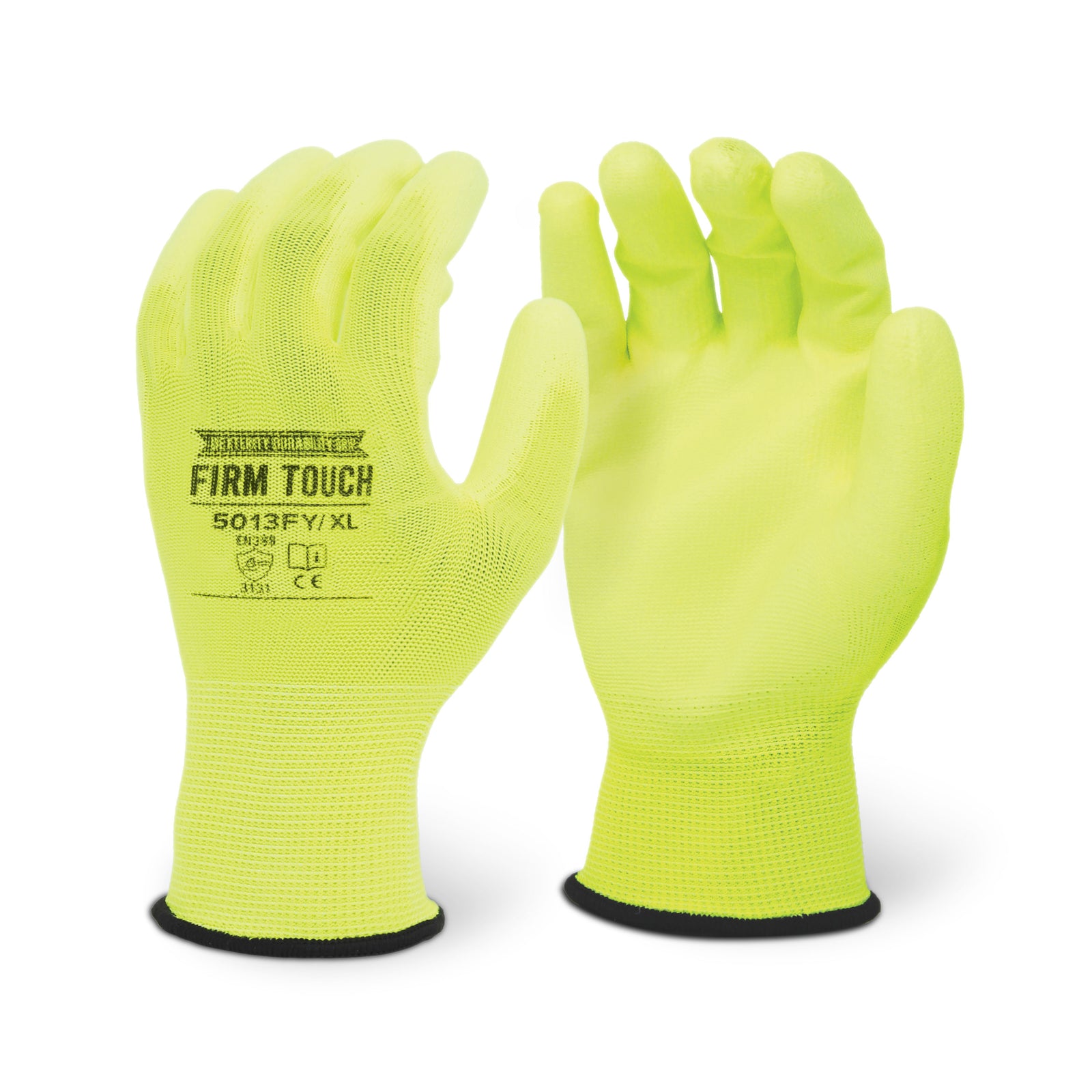 <b>5013FY</b>- FIRM TOUCH Hi-Viz Green Polyurethane Coated - Hi-Viz Green Shell