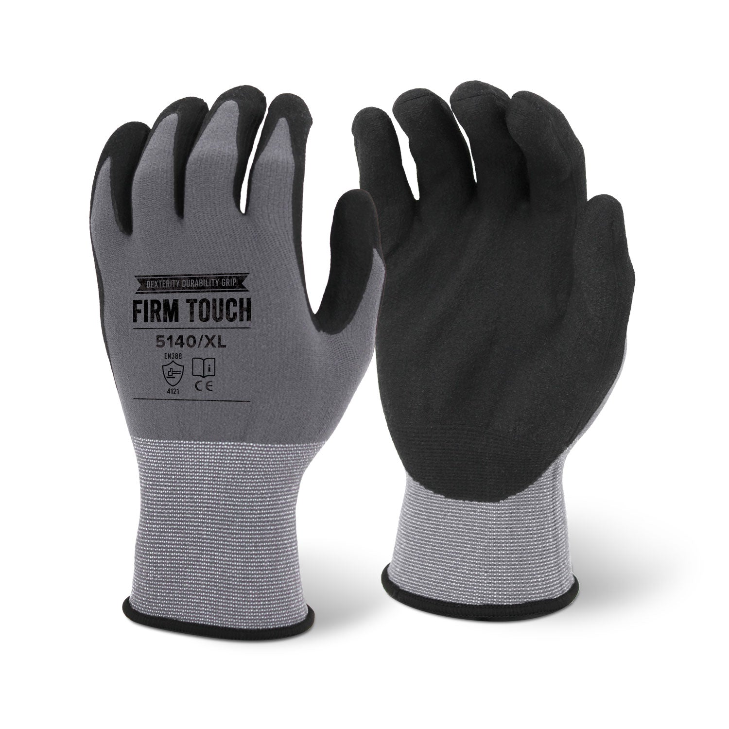 <b>5140</b>- FIRM TOUCH Black Sandy Nitrile Coated - 15 Gauge Grey Shell