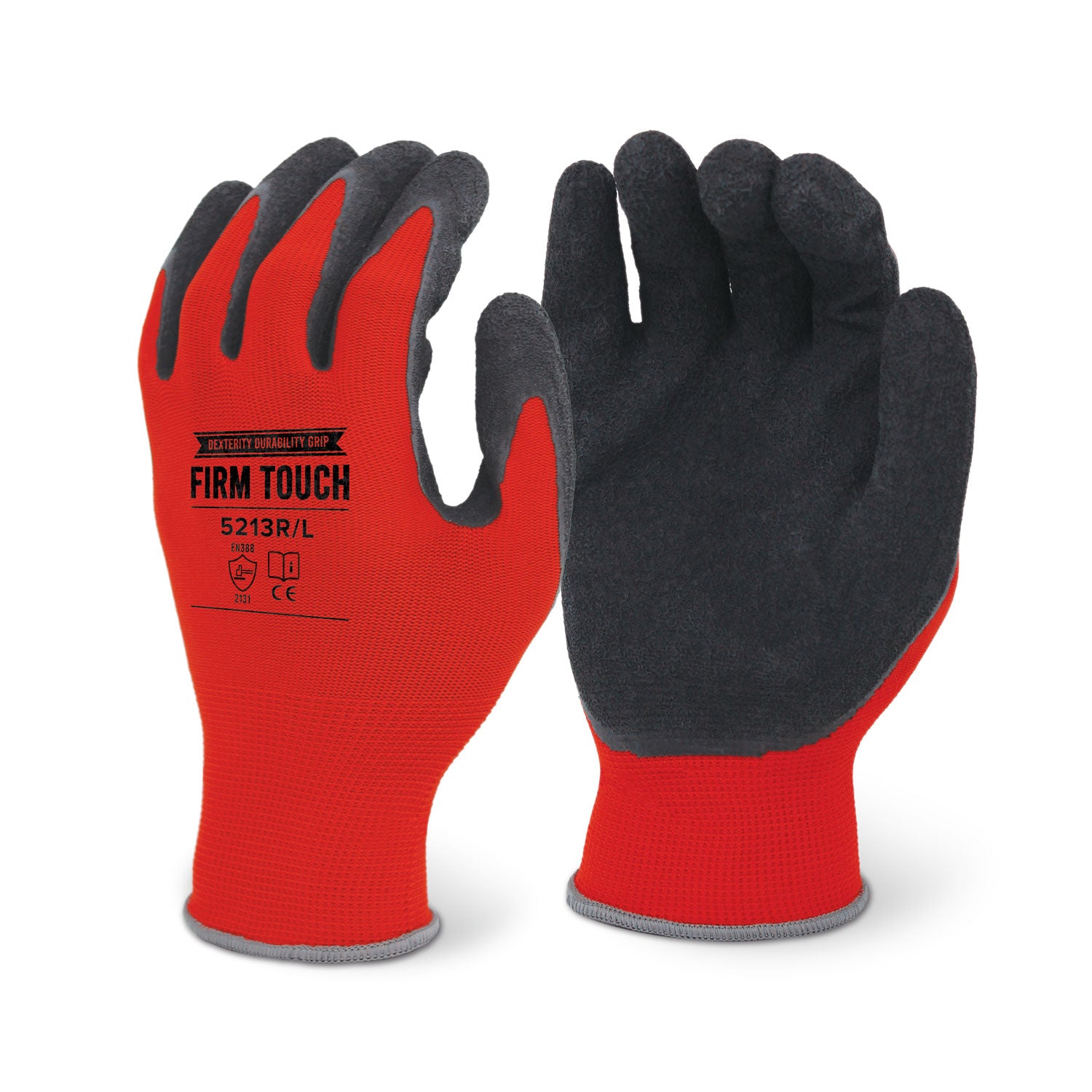 <b>5213R</b>- FIRM TOUCH Textured Black Latex Coated - Red Shell