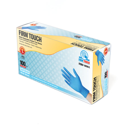 <b>6050</b>- FIRM TOUCH 5 Mil Nitrile Ultra Soft Disposable Industrial Grade Powder Free (Blue)