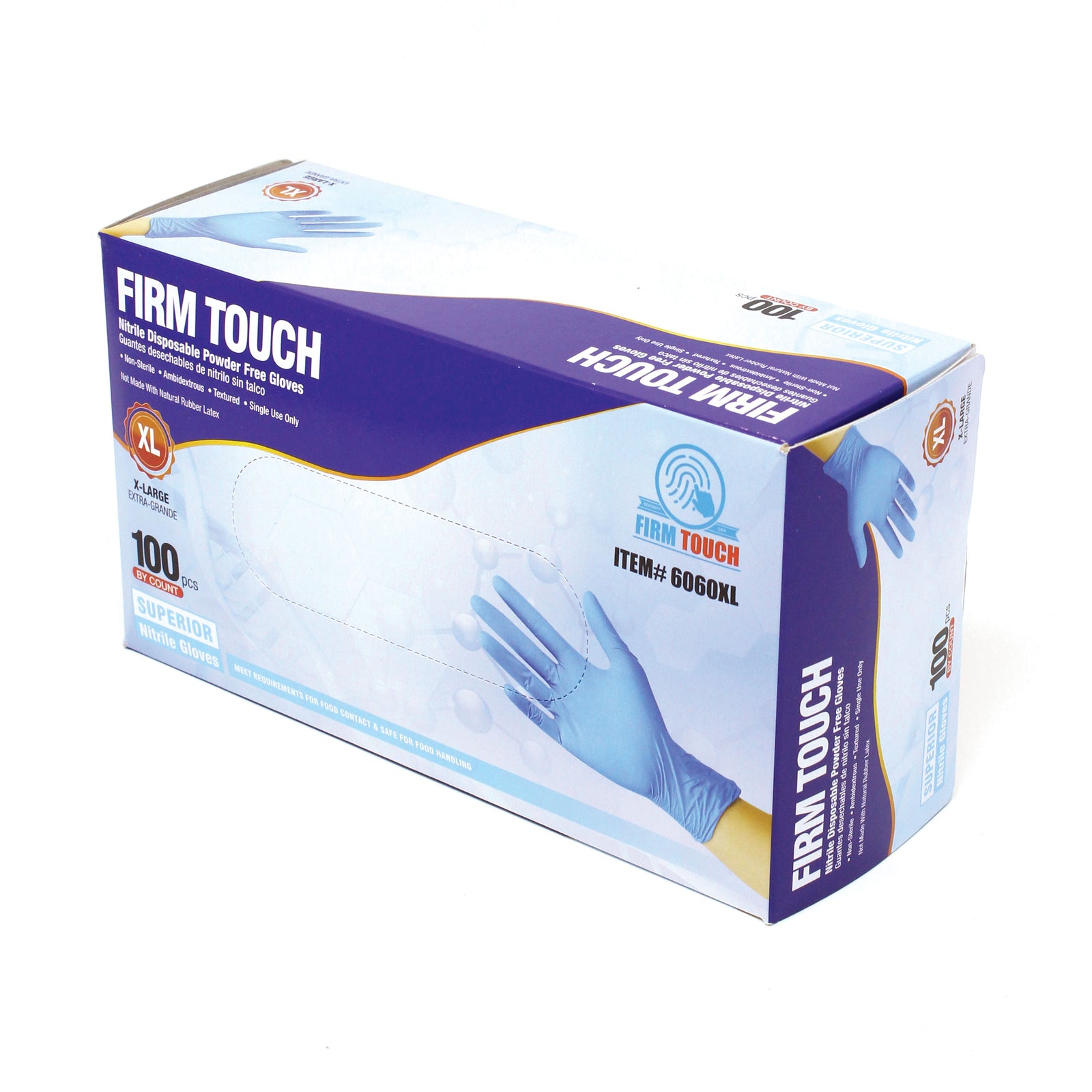 <b>6060</b>- FIRM TOUCH 6 Mil Nitrile Disposable Industrial Grade Powder Free (Blue)