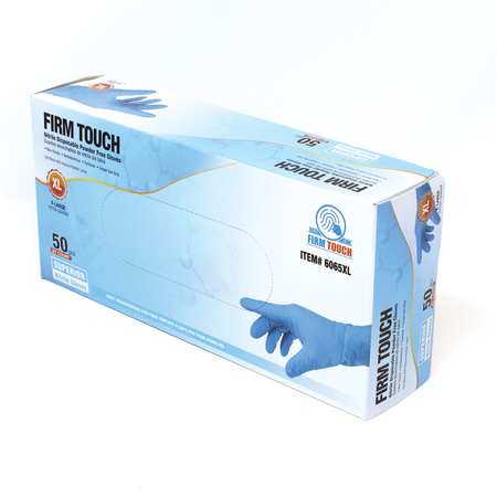 <b>6065</b>- FIRM TOUCH 7 Mil Nitrile Disposable Industrial Grade 12" Length Powder Free (Blue)