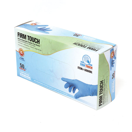 <b>6080</b>- FIRM TOUCH 8 Mil Nitrile Disposable Industrial Grade Powder Free (Blue)
