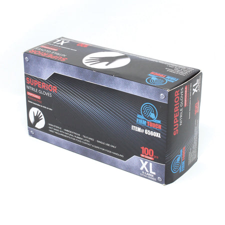 <b>6560</b>- FIRM TOUCH  Superior 6 Mil Nitrile Disposable Industrial Grade Powder Free (Black)