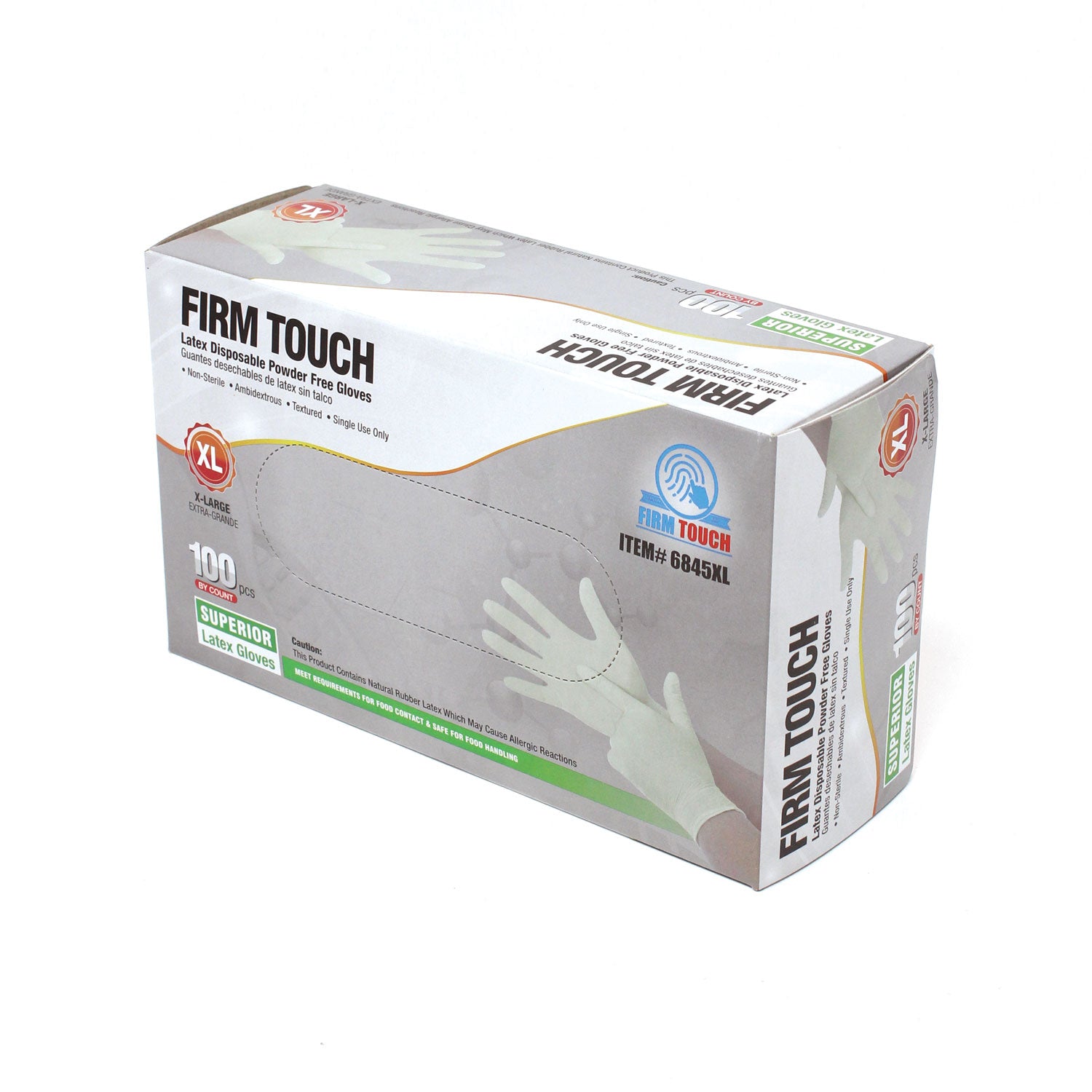 <b>6845</b>- FIRM TOUCH 4.5 Mil Latex Disposable Industrial Grade Powder Free (Cream)