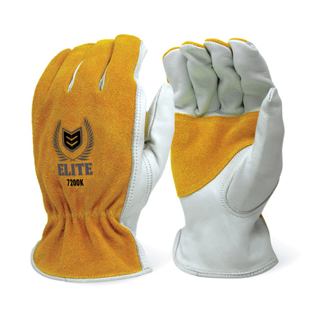 <b>7200K</b>- ELITE Natural White Cow Grain Leather Palm Gloves