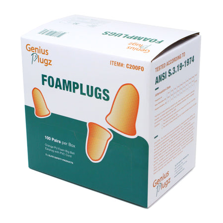 <b>C200FO</b>- GENIUS PLUGZ Corded Orange PU Foam Big Bell Earplug