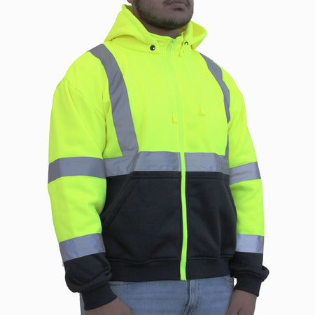 <b>HW173GBK</b>- GLOW SHIELD Hi-Viz Lime Green Class 3 Black Bottom Sweatshirt
