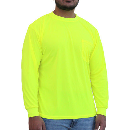 <b>HW200FG</b>- GLOW SHIELD Hi-Viz Lime Green Non Rated Long Sleeve Mesh T-Shirt