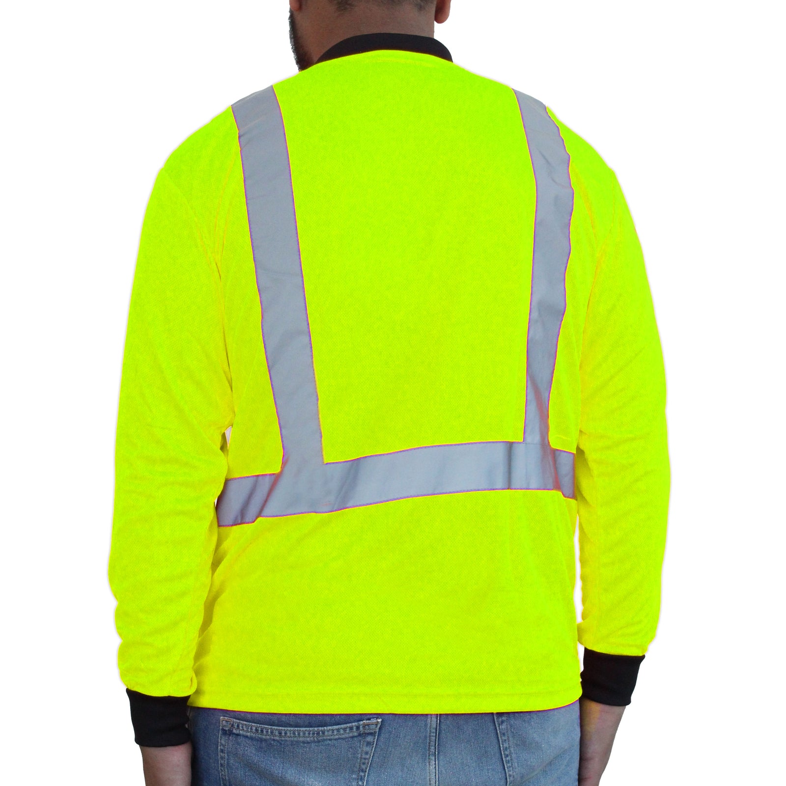 <b>HW202FG</b>- GLOW SHIELD Hi-Viz Green Class 2 Long Sleeve Mesh T-Shirt
