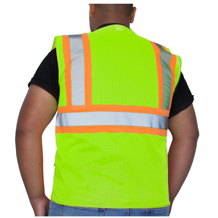 <b>SV702FG</b>- GLOW SHIELD Class 2 - Safety Vest (Mesh With Silver Stripes - Inner Pockets)
