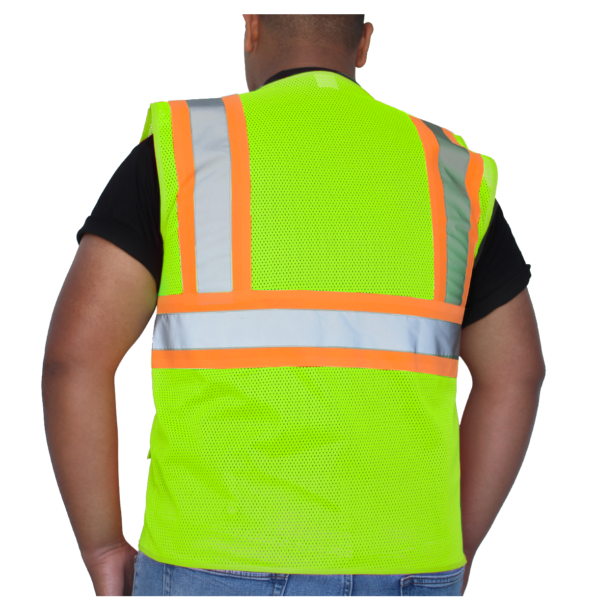 <b>SV702FG</b>- GLOW SHIELD Class 2 - Safety Vest (Mesh With Silver Stripes - Inner Pockets)