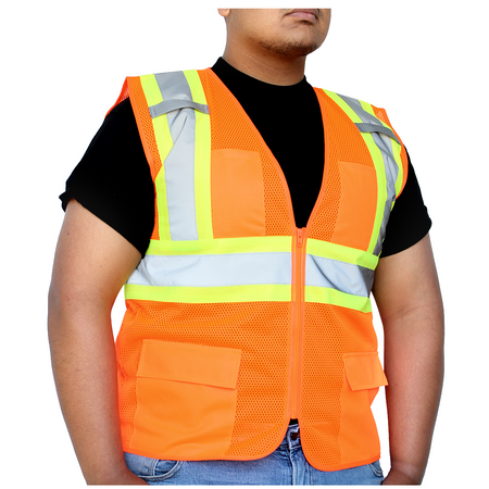 <b>SV702</b>- GLOW SHIELD Class 2 - Safety Vest (Mesh With Silver Stripes - Inner Pockets)
