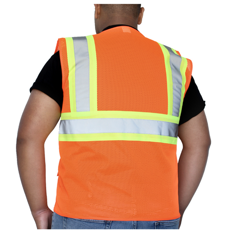 <b>SV702</b>- GLOW SHIELD Class 2 - Safety Vest (Mesh With Silver Stripes - Inner Pockets)